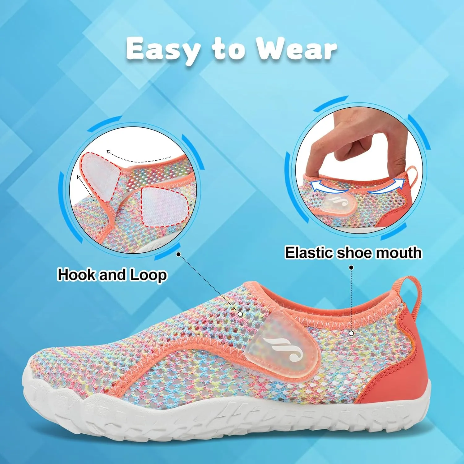 JIASUQI Kids Water Shoes for Boys Girls Barefoot Swim Beach Shoes Quick Dry Hiking Shoes Sneakers for Kids