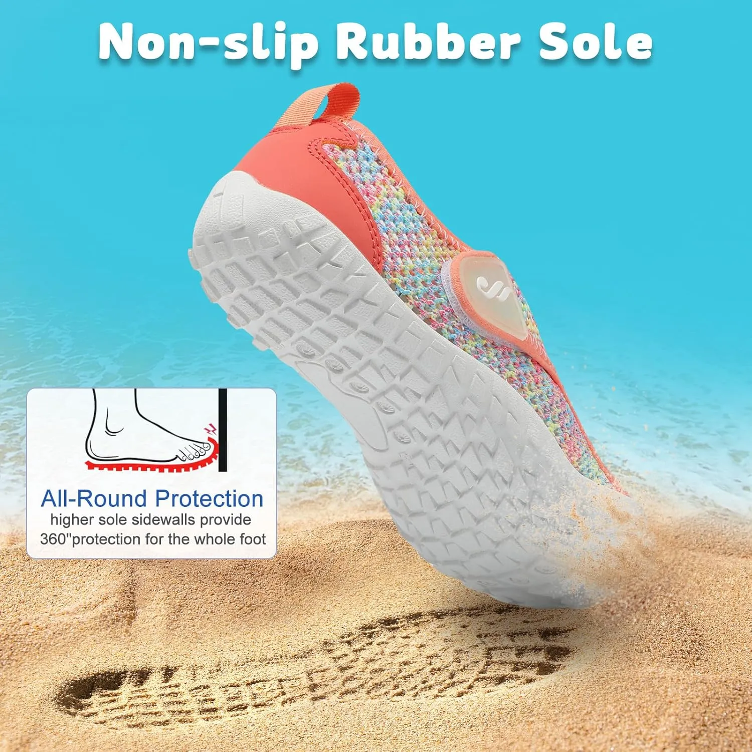 JIASUQI Kids Water Shoes for Boys Girls Barefoot Swim Beach Shoes Quick Dry Hiking Shoes Sneakers for Kids