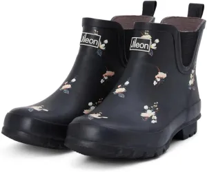 Jileon Womens Ankle Height Waterproof Rubber Rain Boots - Designed For Wide Feet & Wide Calves - Easy to Slip on and Off