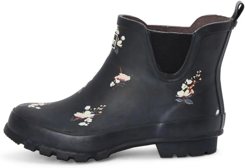 Jileon Womens Ankle Height Waterproof Rubber Rain Boots - Designed For Wide Feet & Wide Calves - Easy to Slip on and Off