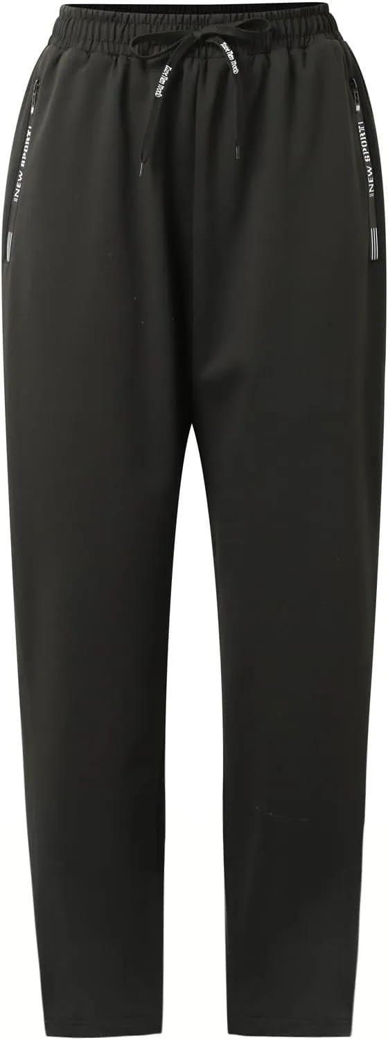 Joggers Pants for Women Zip Pockets Drawstring Running Sweatpants Plus Size Casual Lounge Workout Hiking Pants