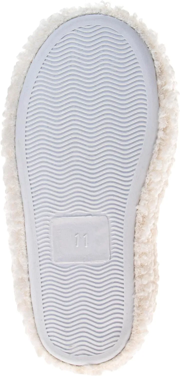 Josmo Girls Smiley Face Fur Slides - Cozy Fluffy Indoor Slippers