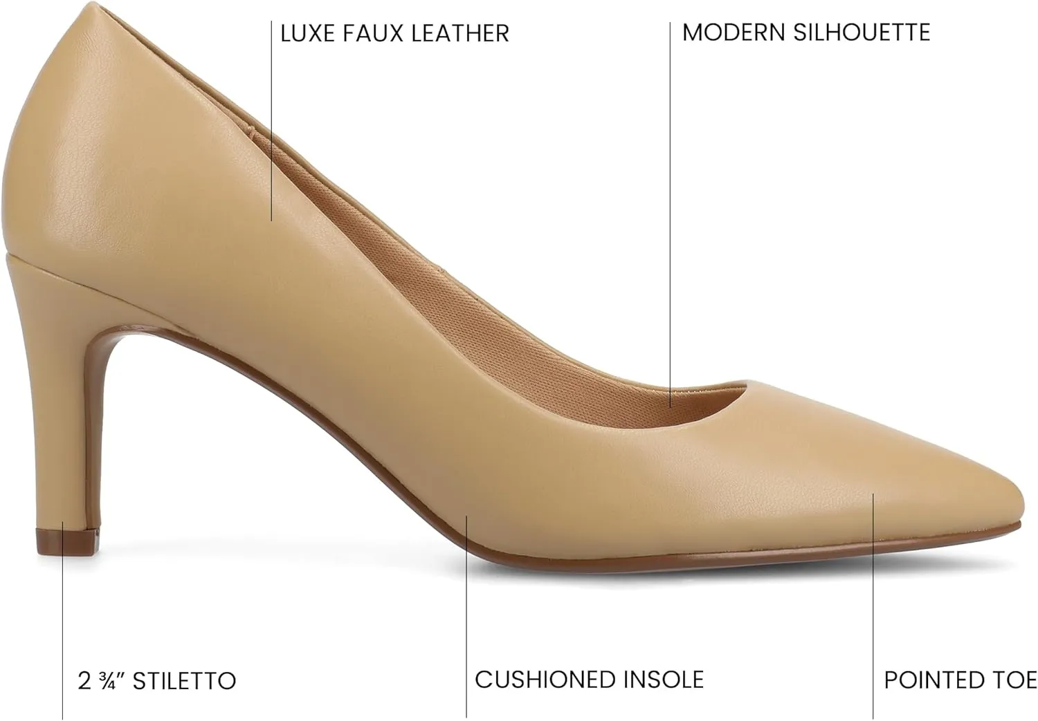 Journee Collection Womens Scylee Stiletto Heel Dress Pumps Cushioned Slip On Pointed Closed Toe Fashion Shoe