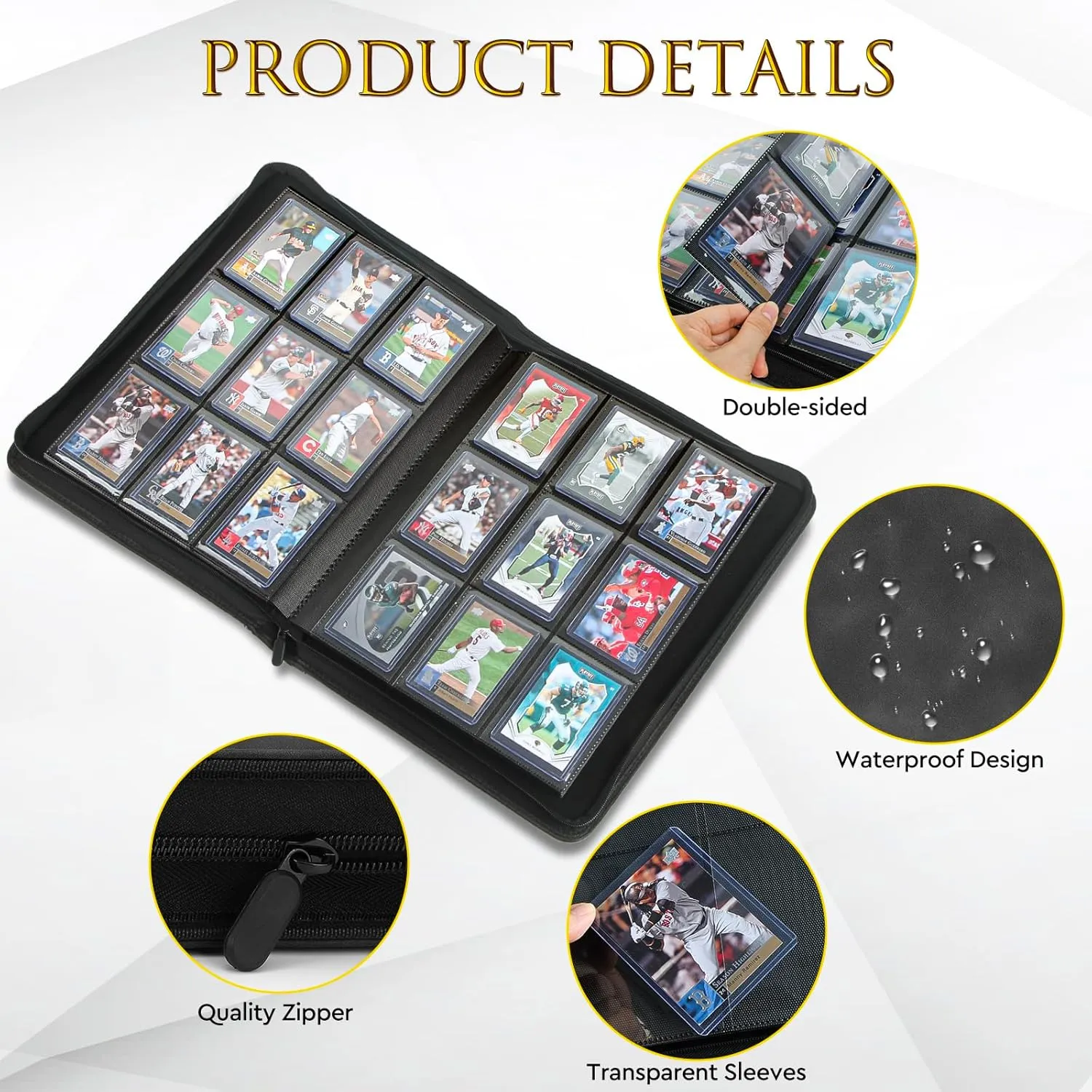 JoyHood Top Loader Binder, Holds 252 Top Loaders, 9 Slot Trading Cards Collection Binder with Sleeves, Top Loader Storage Holder for Sports Card, Not for Cards WITHOUT a Top Loader, Black