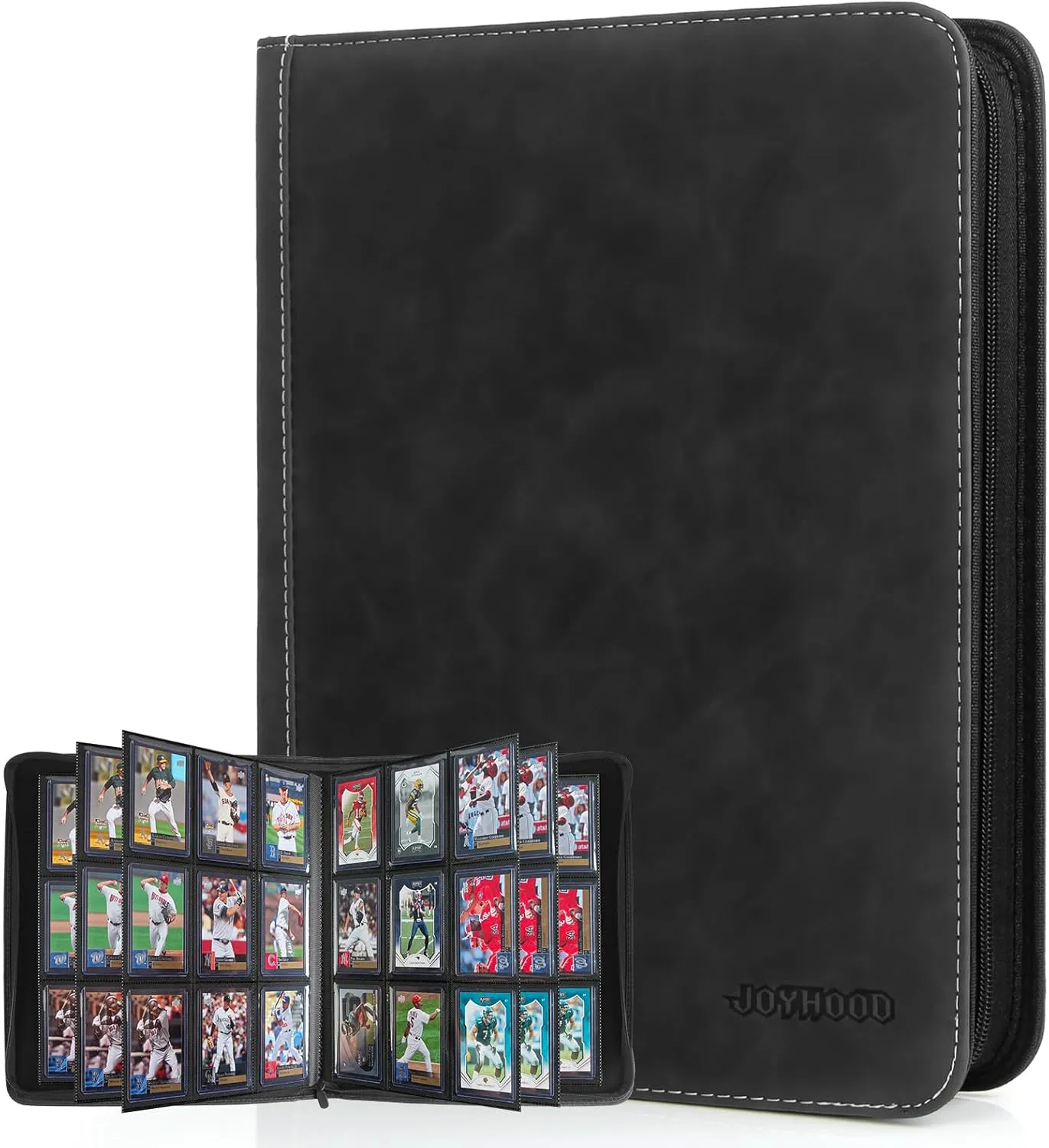 JoyHood Top Loader Binder, Holds 252 Top Loaders, 9 Slot Trading Cards Collection Binder with Sleeves, Top Loader Storage Holder for Sports Card, Not for Cards WITHOUT a Top Loader, Black