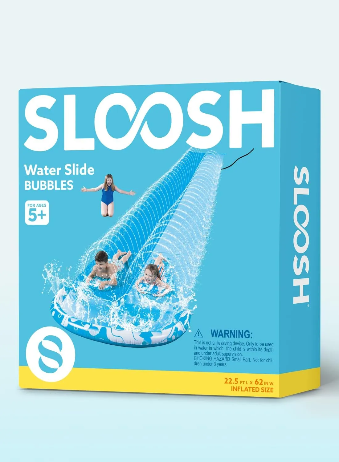 JOYIN 22.5FT Water Slide and 2 Inflatable Boards, Extra Long Heavy Duty Double Lawn Waterslide with Sprinkler for Kids Adults Backyard Summer Water Toy Outdoor Fun, Blue, Light Blue