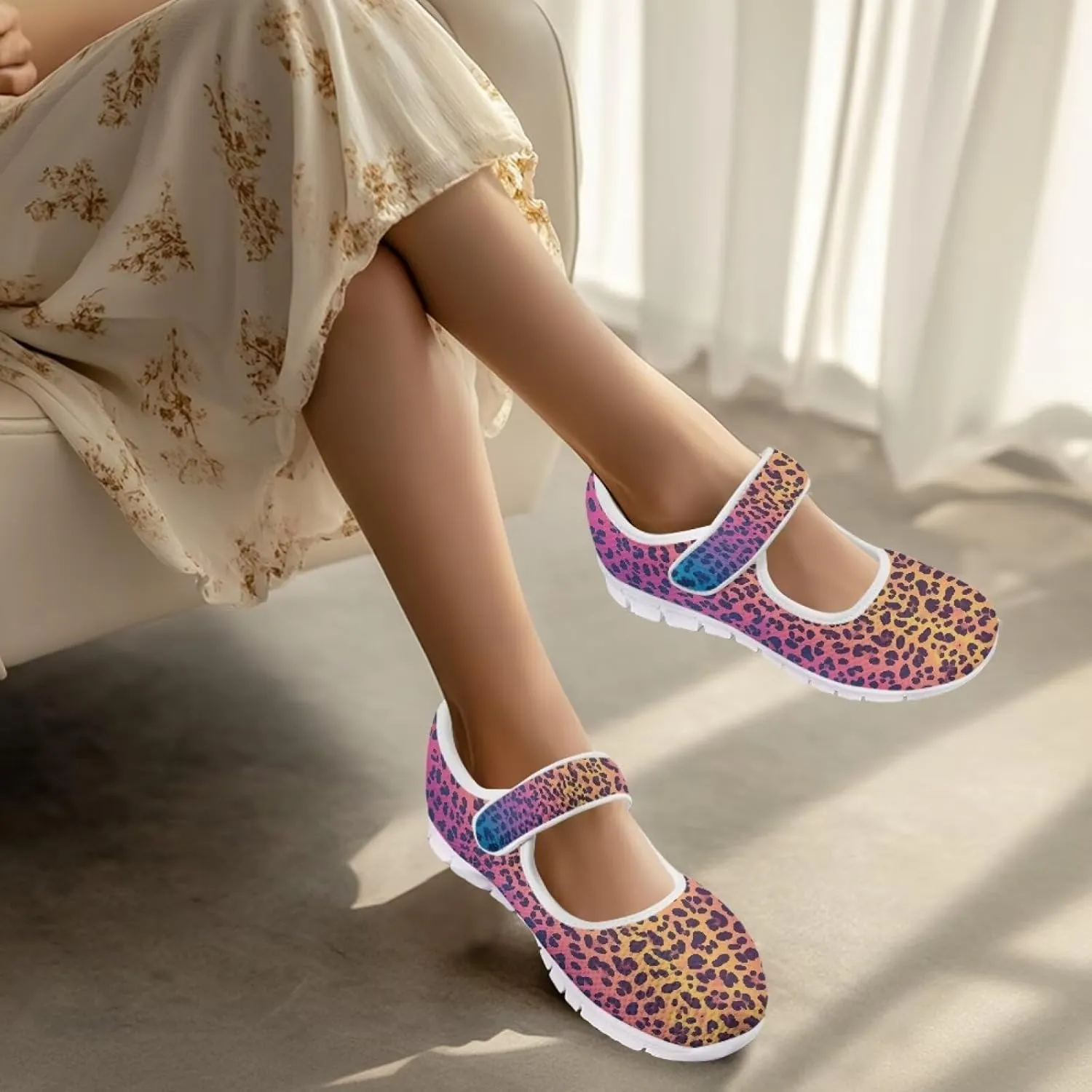 JoyLamoria Womens Slip on Fashion Mary Jane Shoes Retro Mushroom Painted Flats Causal Road Walking Shoes Non Slip Platform