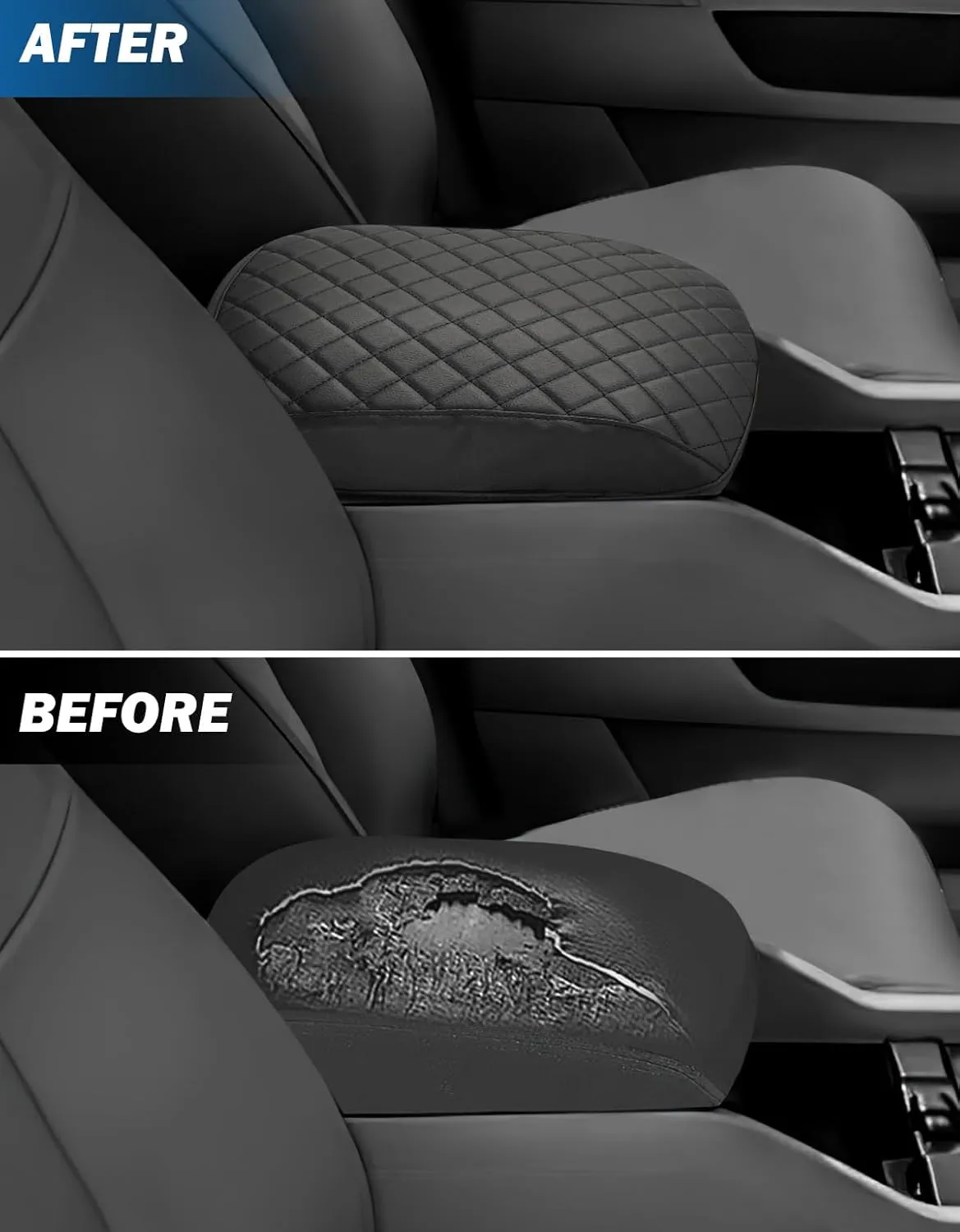 JOYTUTUS Center Console Cover Compatible with 2009-2015 Pilot, Leather Arm Rest Armrest Cover for Car, Well-Make Durable Middle Console Cover Lid Replacement for Trucks, Easy to Install, Black