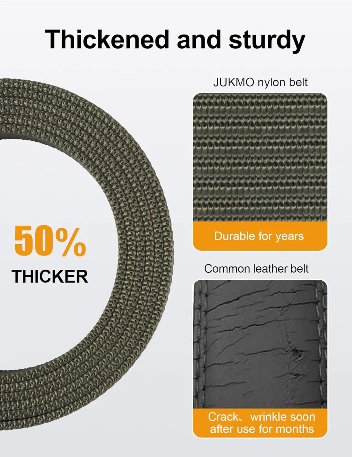 JUKMO Ratchet Golf Belt for Men, Nylon Web Tactical Belt with Automatic Slide Buckle