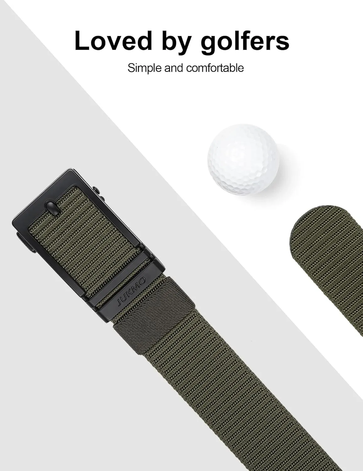 JUKMO Ratchet Golf Belt for Men, Nylon Web Tactical Belt with Automatic Slide Buckle