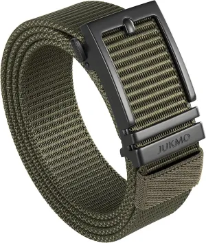 JUKMO Ratchet Golf Belt for Men, Nylon Web Tactical Belt with Automatic Slide Buckle