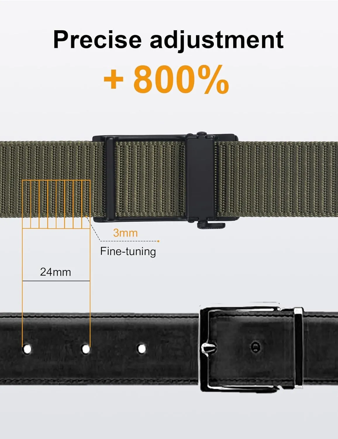 JUKMO Ratchet Golf Belt for Men, Nylon Web Tactical Belt with Automatic Slide Buckle