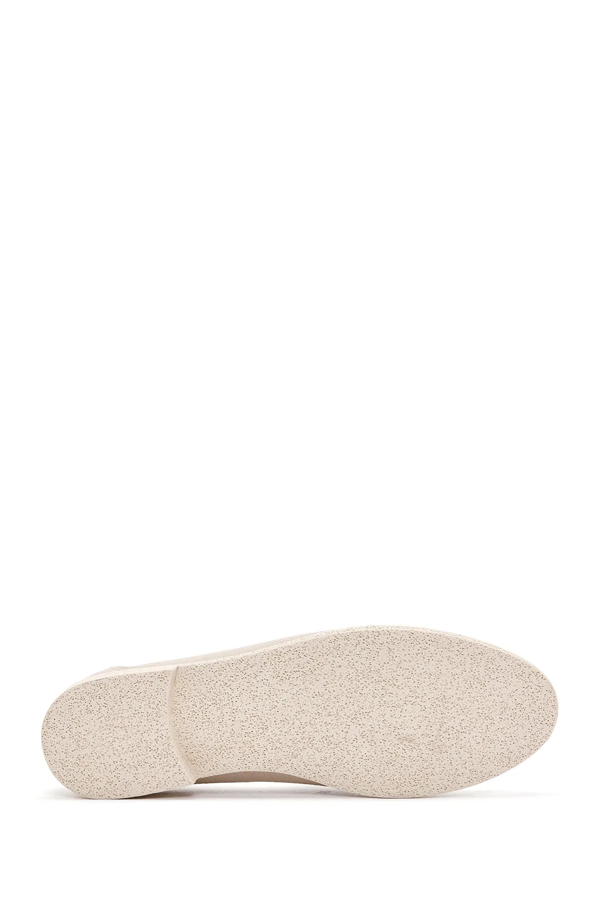Kadın Krem Deri Maskülen Loafer