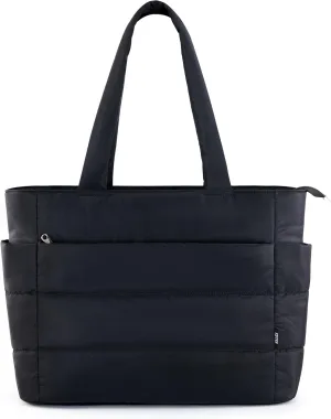 KALIDI Quilted Tote Bag, Carryall Puffer Messenger Laptop Bag Padded Shoulder Large Anti Splash Zipper Casual Work Gym Wome