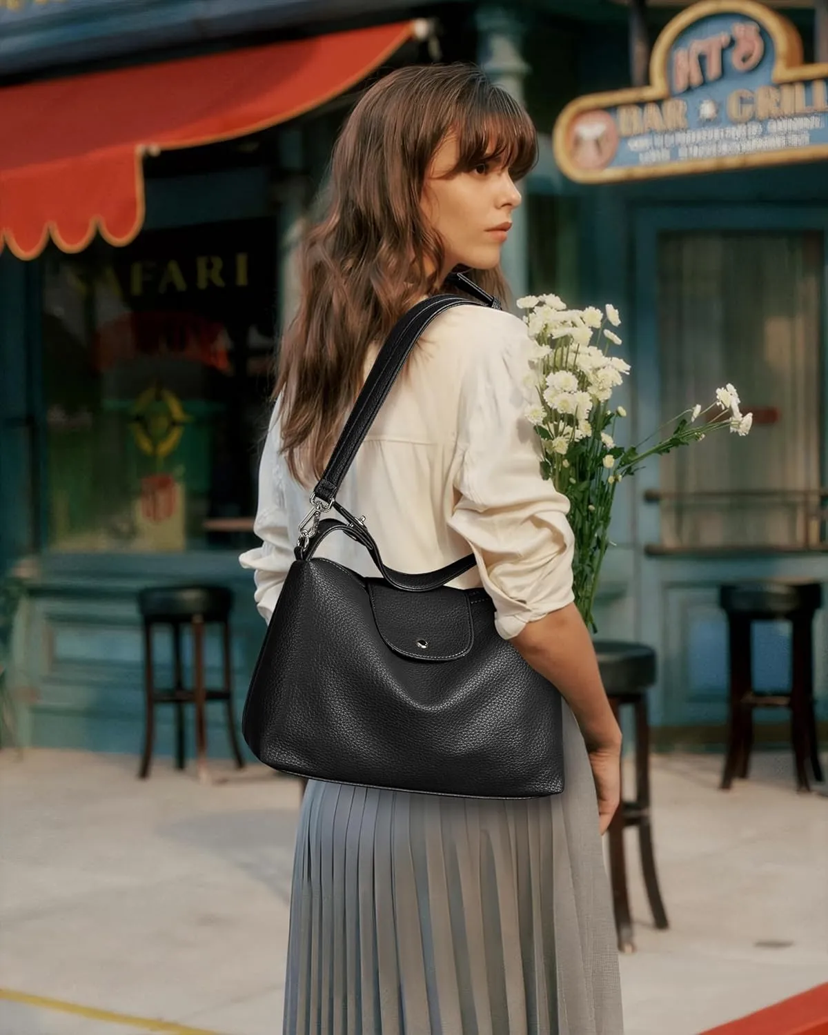 KALIDI Soft Vegan Leather Hobo Bag, Crossbody Purses Satchel for Women with Top Handle