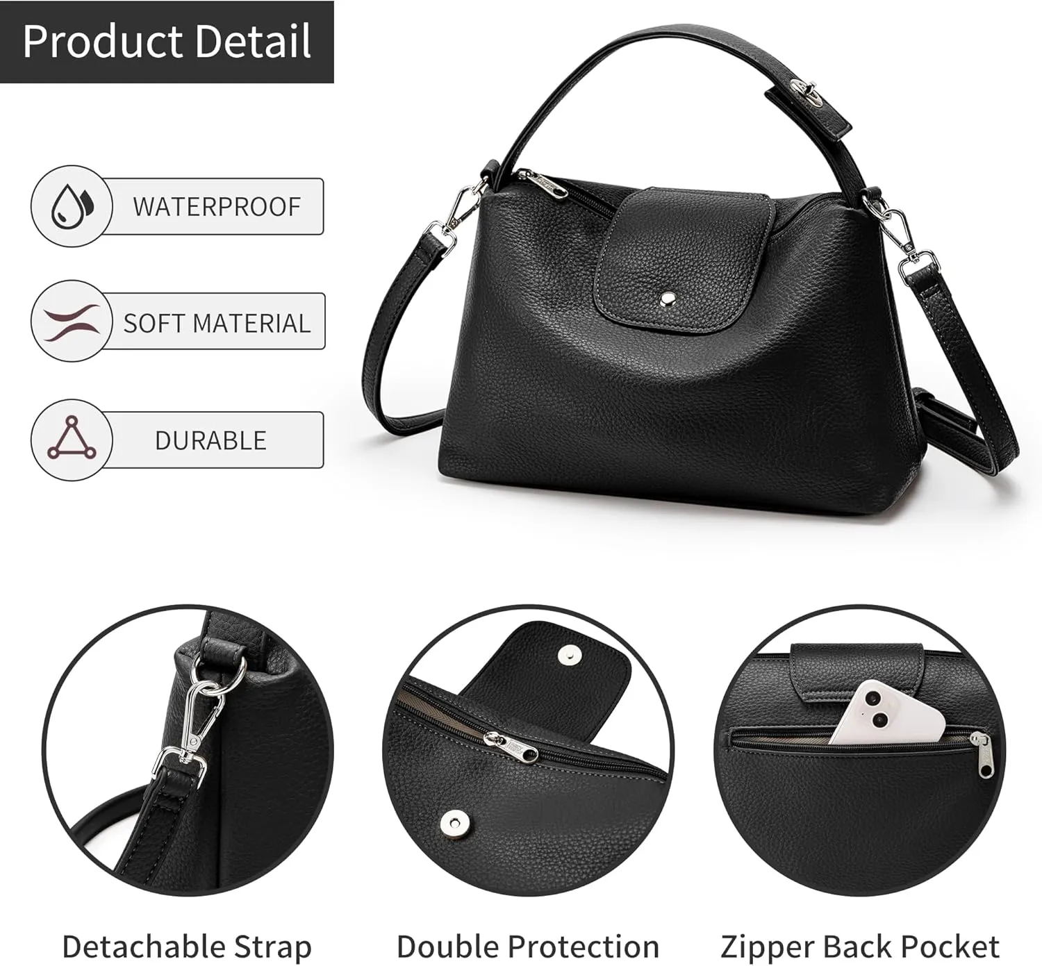 KALIDI Soft Vegan Leather Hobo Bag, Crossbody Purses Satchel for Women with Top Handle
