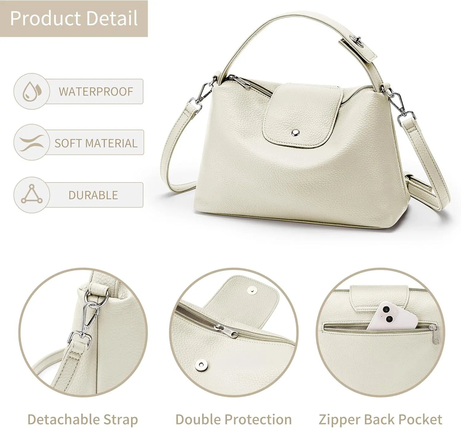 KALIDI Soft Vegan Leather Hobo Bag, Crossbody Purses Satchel for Women with Top Handle