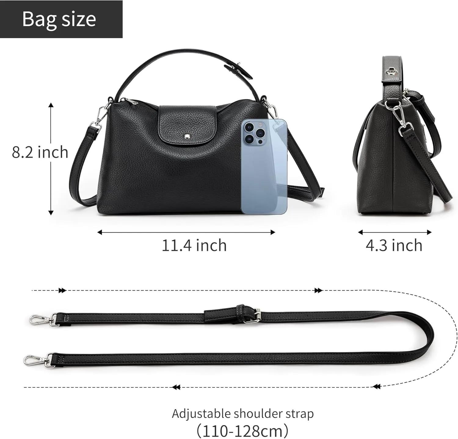 KALIDI Soft Vegan Leather Hobo Bag, Crossbody Purses Satchel for Women with Top Handle