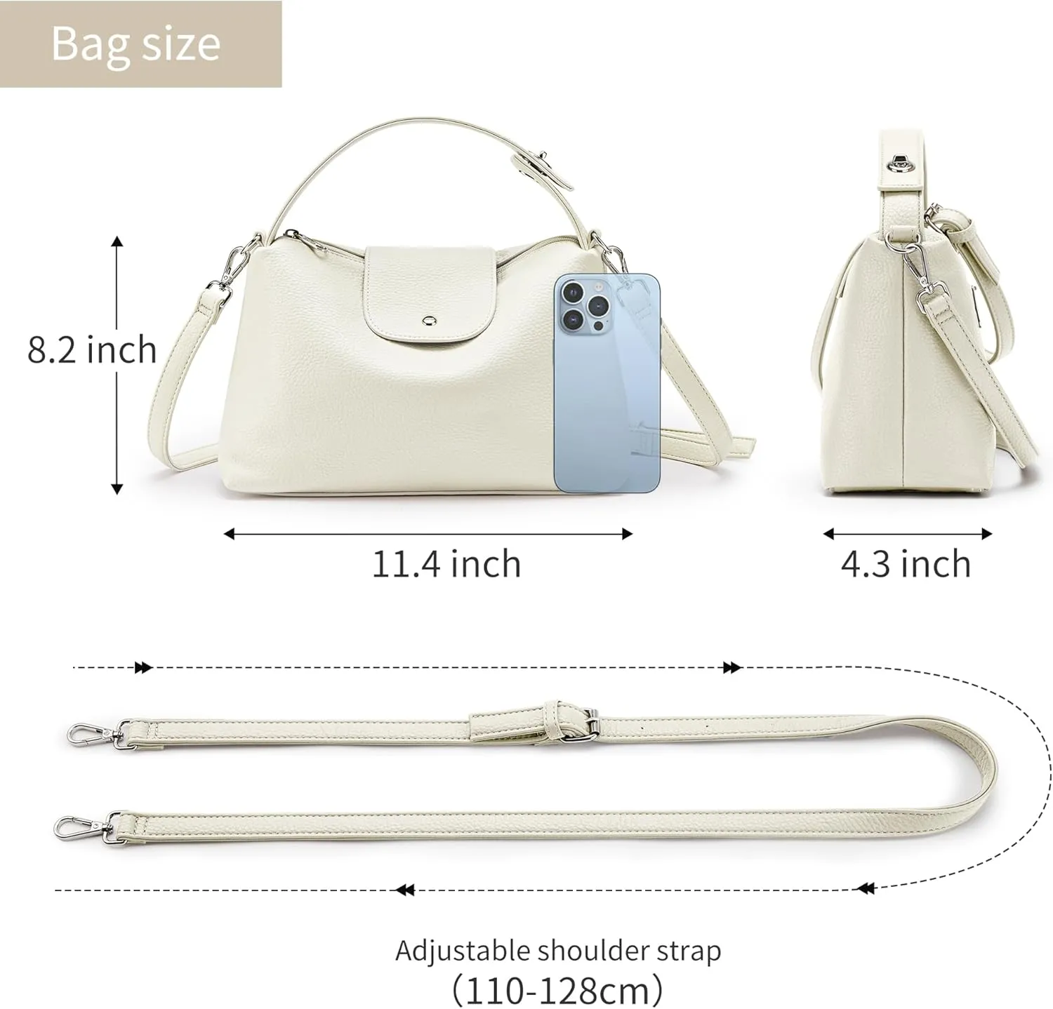 KALIDI Soft Vegan Leather Hobo Bag, Crossbody Purses Satchel for Women with Top Handle
