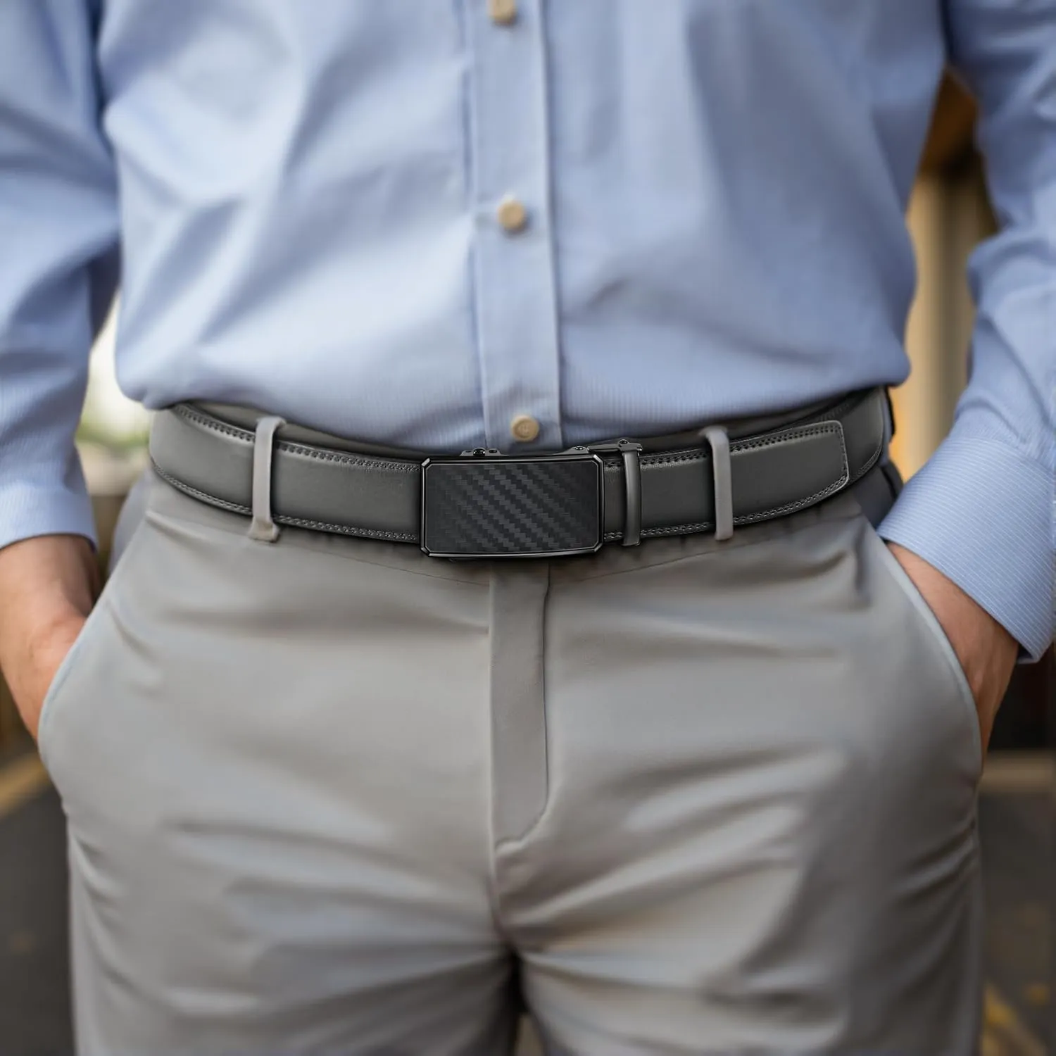 KEMISANT Men Belt 2 Pack, Leather Ratchet Belt Easy Click Slide For Men 1 3/8",Cut for Fit