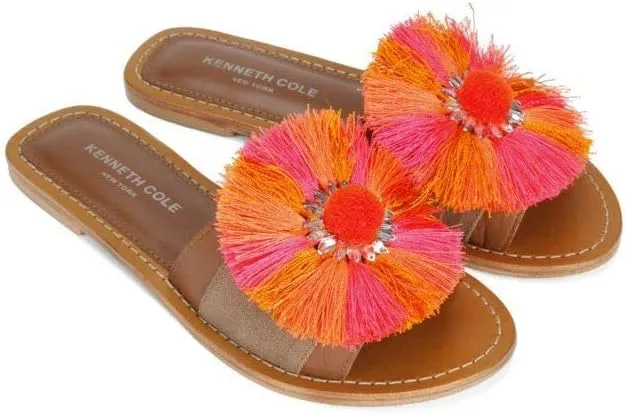 Kenneth Cole Women's Orton Slide Sandal with Circle Fringe Detail