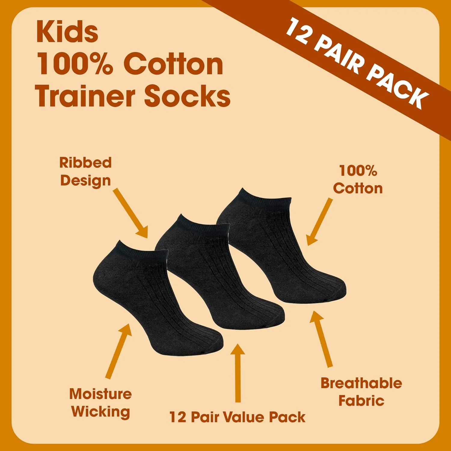 Kids 100% Cotton Ankle Socks | Sock Snob | Girls & Boys No Show Trainer Socks