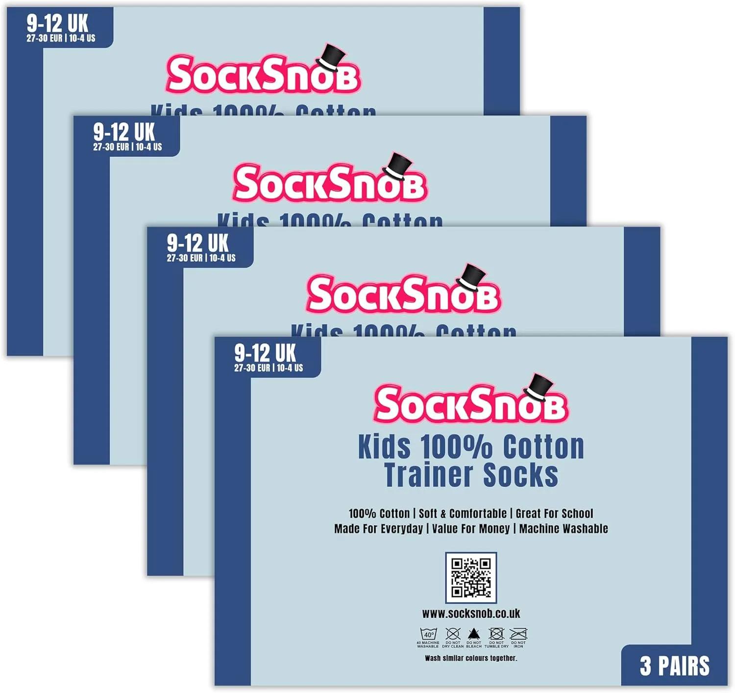 Kids 100% Cotton Ankle Socks | Sock Snob | Girls & Boys No Show Trainer Socks