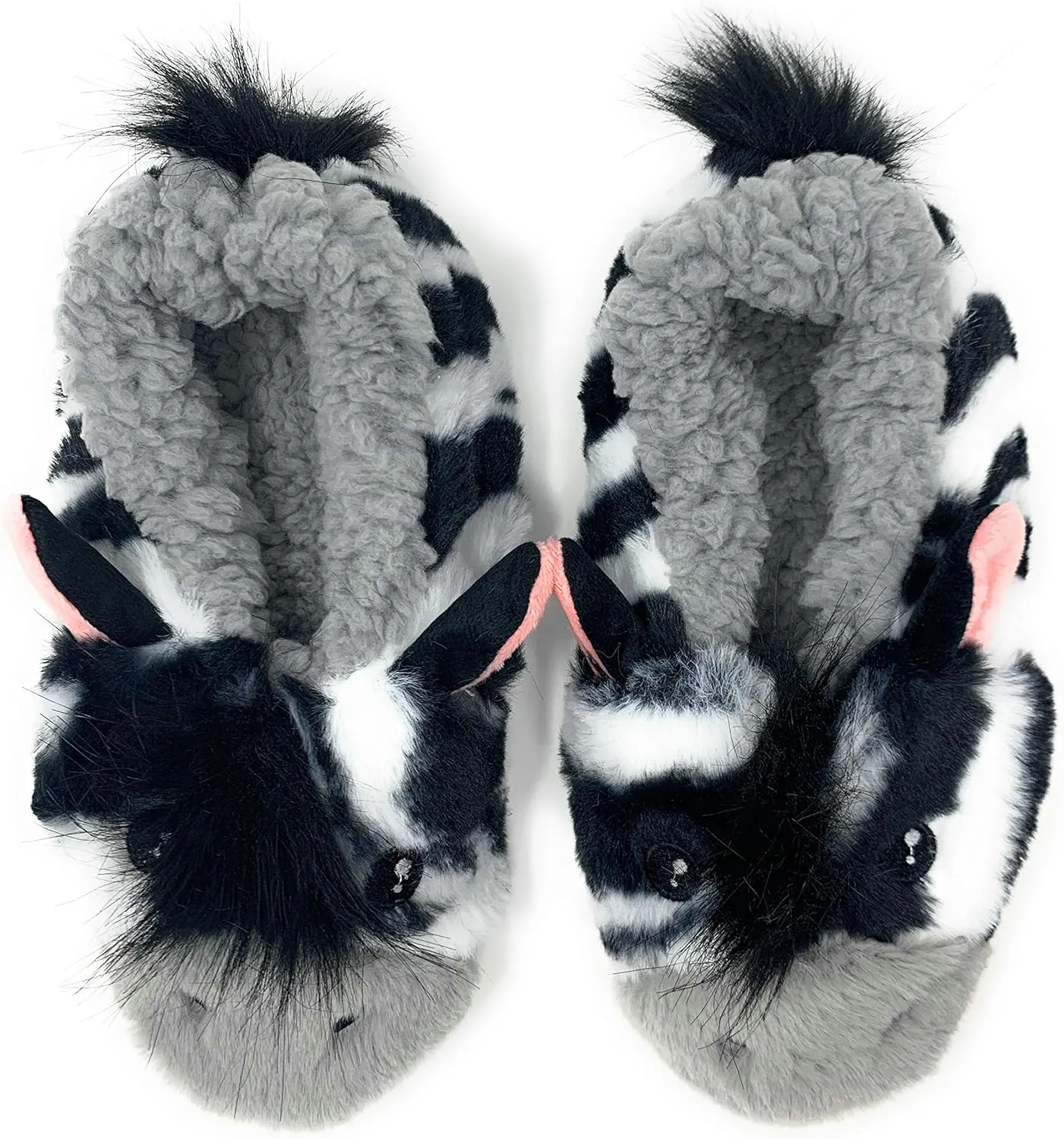 Kids Novelty Cute Plush Animal Slippers, Funny Fluffy Non-Slip House Shoes for Girls & Boys, Size 1-4