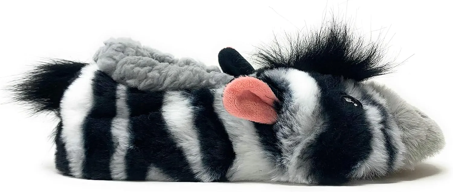 Kids Novelty Cute Plush Animal Slippers, Funny Fluffy Non-Slip House Shoes for Girls & Boys, Size 1-4