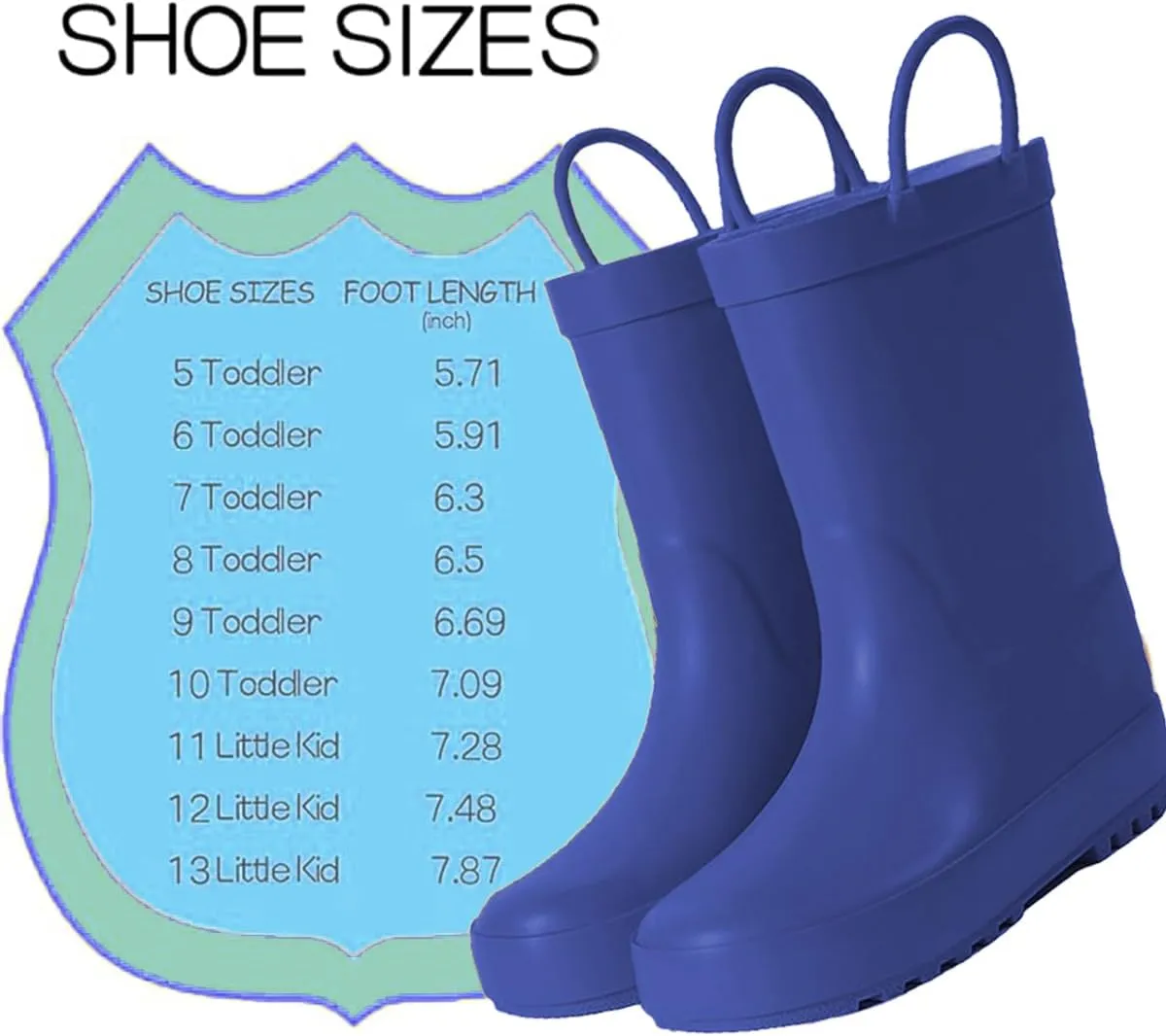 Kids Rain Boots - Toddler Waterproof Rubber Kids Rain Boots for Girls and Boys with Fun Patterns and Easy-On Handles