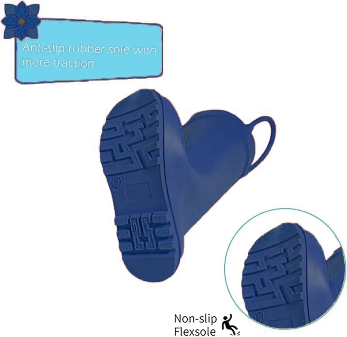 Kids Rain Boots - Toddler Waterproof Rubber Kids Rain Boots for Girls and Boys with Fun Patterns and Easy-On Handles