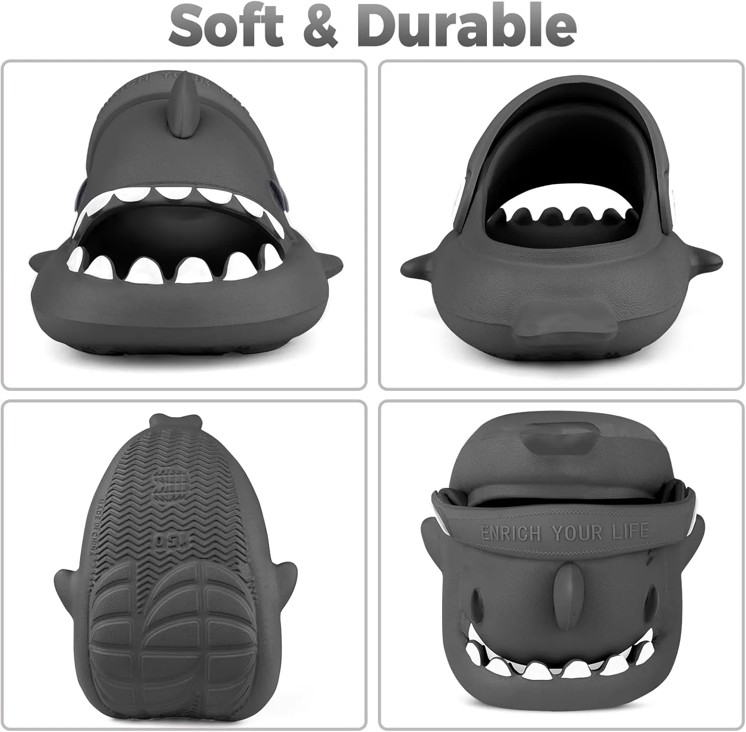 Kids Shark Slides丨Pillow Shower Sandals Quick Dry Slippers丨Toddler Boys Girls Comfy Cloud Slides丨Summer Non-Slip Thick Sole Beach Pool shoes