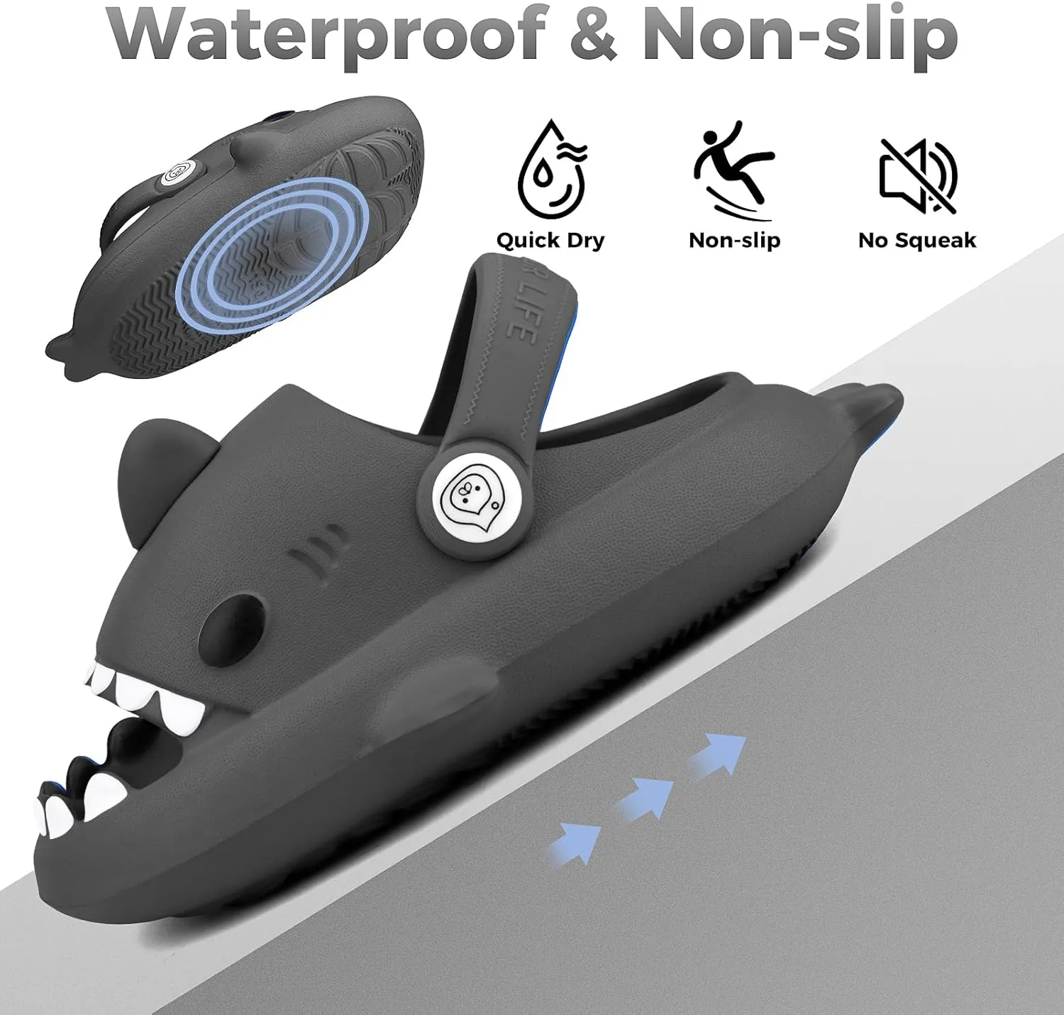 Kids Shark Slides丨Pillow Shower Sandals Quick Dry Slippers丨Toddler Boys Girls Comfy Cloud Slides丨Summer Non-Slip Thick Sole Beach Pool shoes