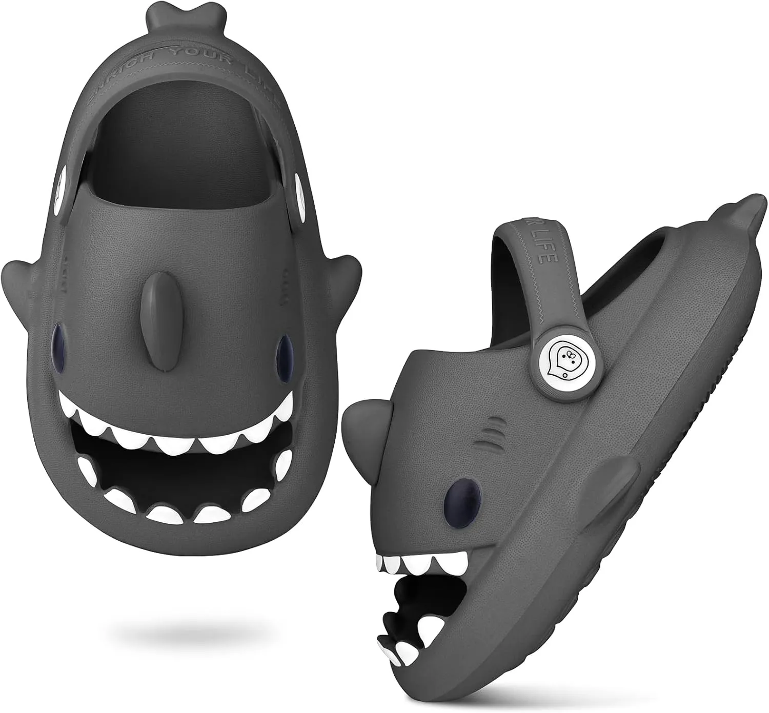 Kids Shark Slides丨Pillow Shower Sandals Quick Dry Slippers丨Toddler Boys Girls Comfy Cloud Slides丨Summer Non-Slip Thick Sole Beach Pool shoes