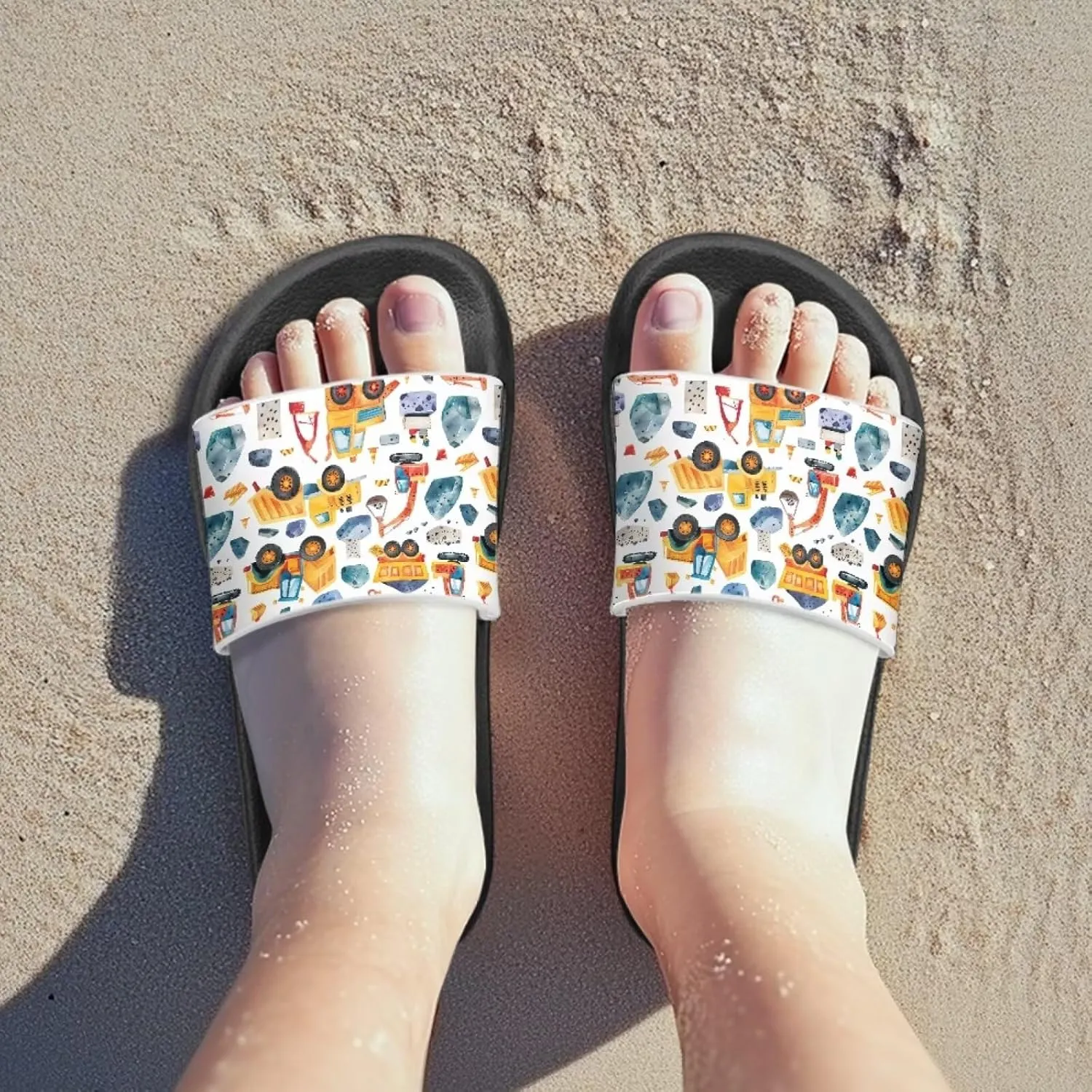 Kids Slide Sandals Novelty Ball Car Slides for Boys Non-slip Summer Slippers Beach Pool Shoes