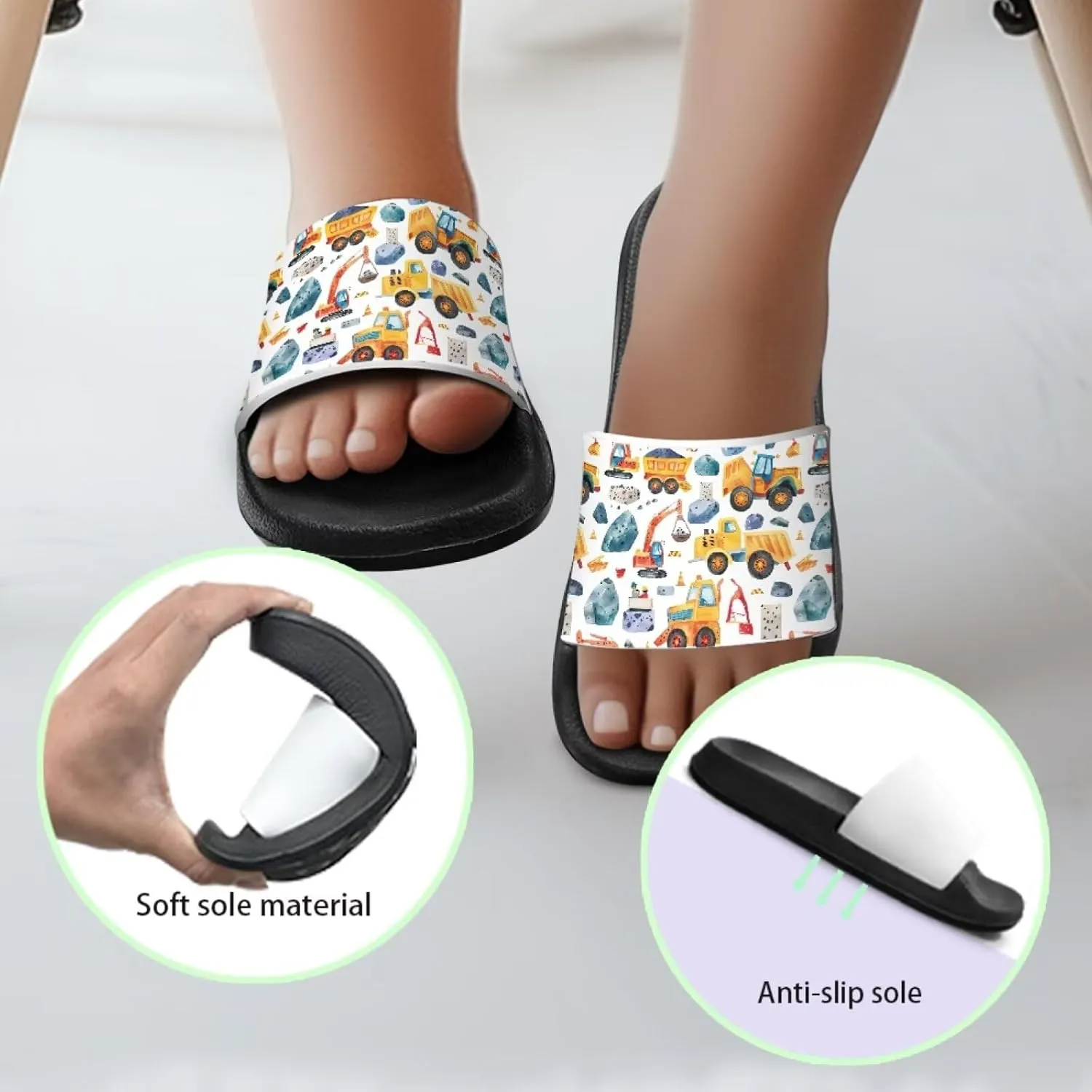 Kids Slide Sandals Novelty Ball Car Slides for Boys Non-slip Summer Slippers Beach Pool Shoes