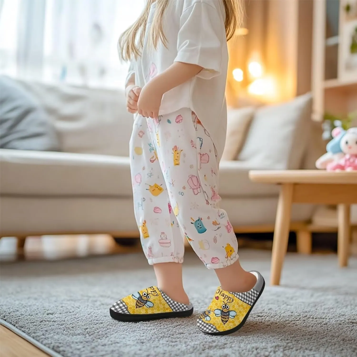 Kids Slip-On House Slipper Fuzzy Soft Non-Slip Outdoor Slippers Warm Comfortable Fluffy Slippers for Toddler US 9-15