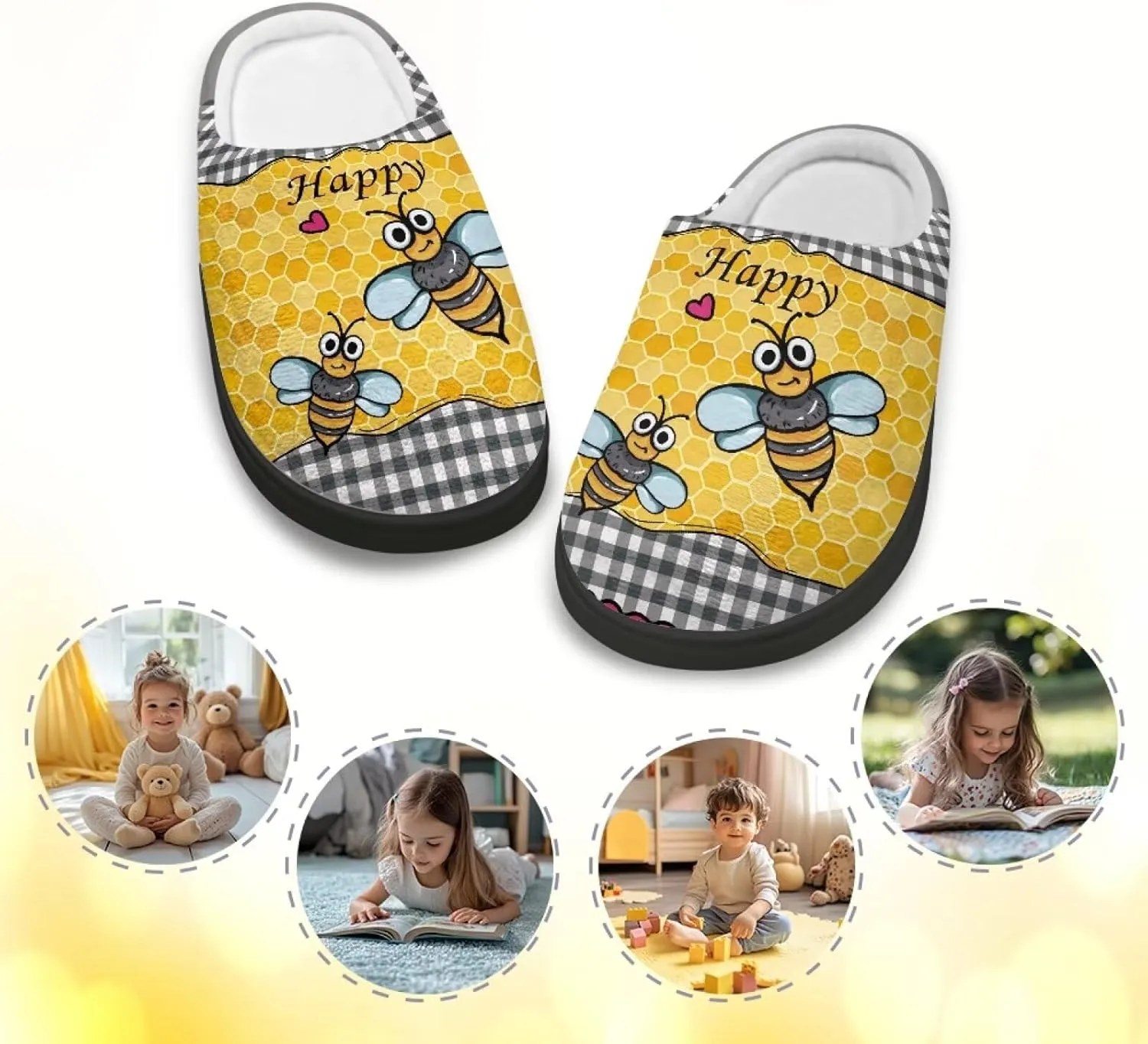 Kids Slip-On House Slipper Fuzzy Soft Non-Slip Outdoor Slippers Warm Comfortable Fluffy Slippers for Toddler US 9-15