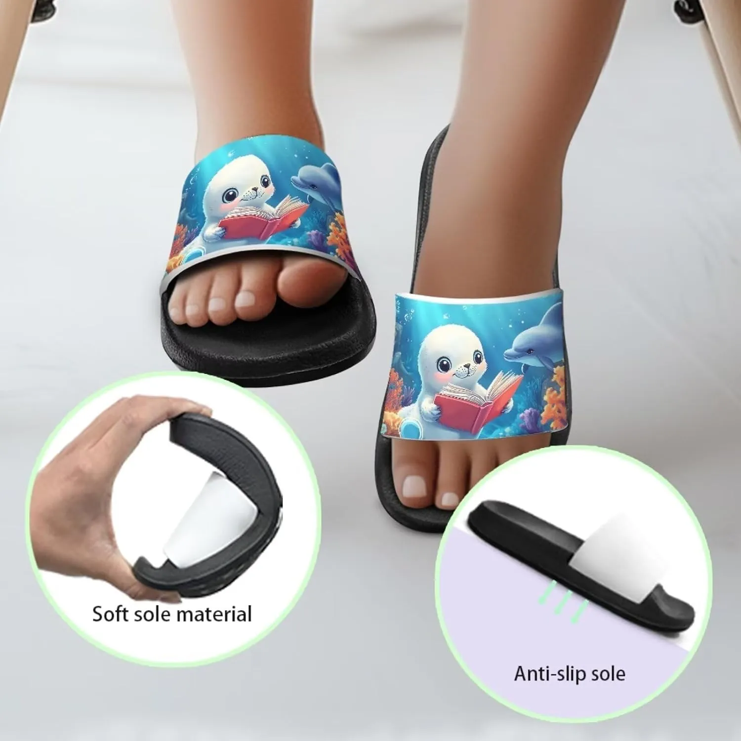 Kids Slippers Slide Sandals House Slippers Indoor Outdoor Beach Shoes for Summer Boys Slide Sandals