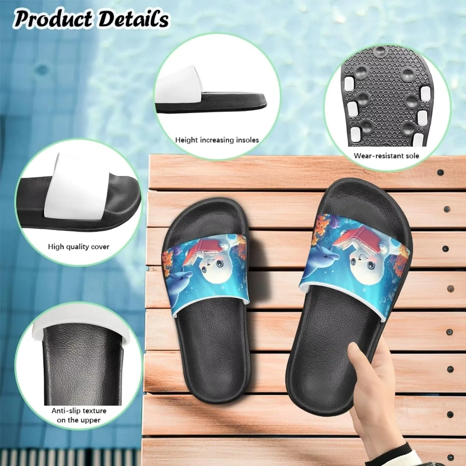 Kids Slippers Slide Sandals House Slippers Indoor Outdoor Beach Shoes for Summer Boys Slide Sandals