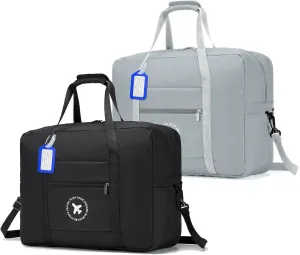 KSIBNW Travel Duffel Bag For Spirit Airlines Personal Item Bag 18x14x8 Inch Carry on Luggage Bag for Women and Men Balck and Grey