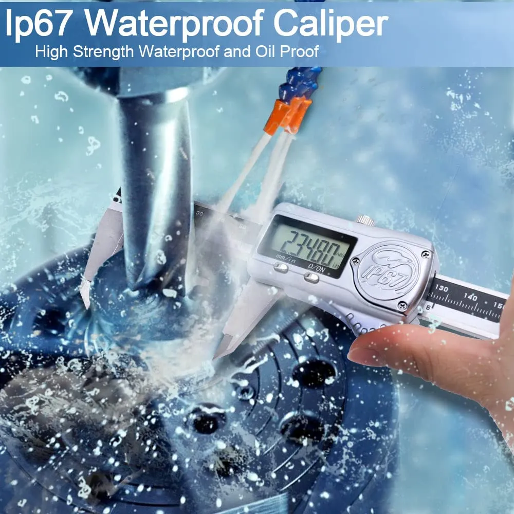 Kynup Digital Caliper, Calipers Measuring Tool with IP67 Waterproof, Extreme Accuracy, Stainless Steel Design, Auto Power Off, Switch from Inch Metric (6Inch/150MM)