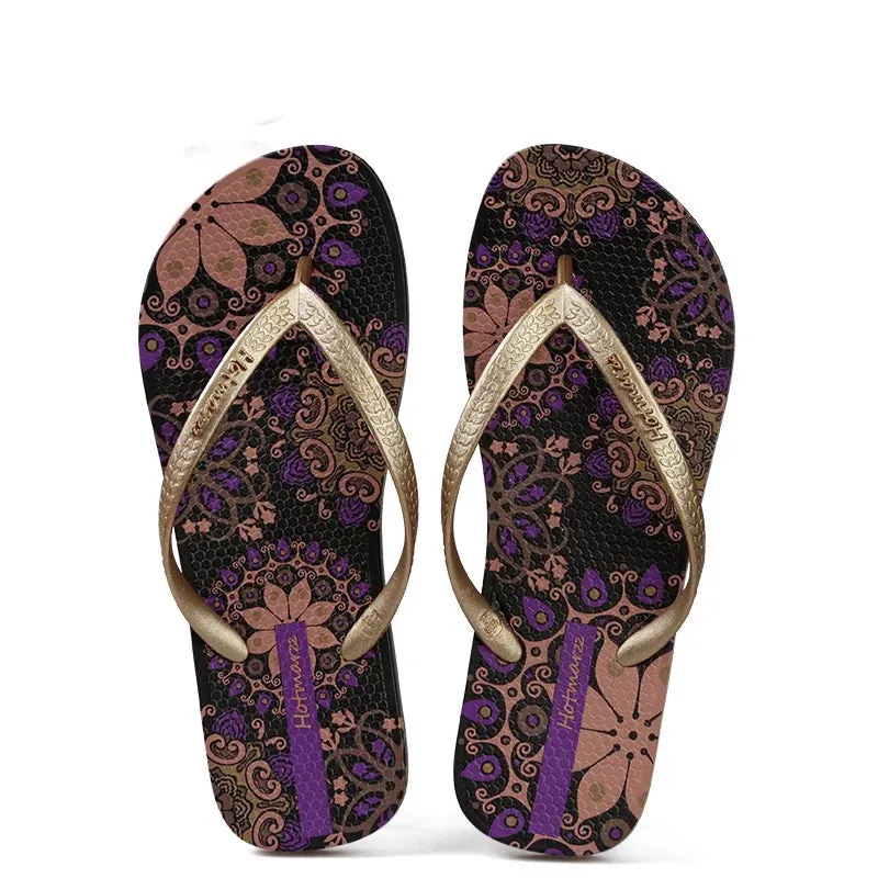 Ladies Floral Anti Slip Pool PVC Quick dry Flip Flops