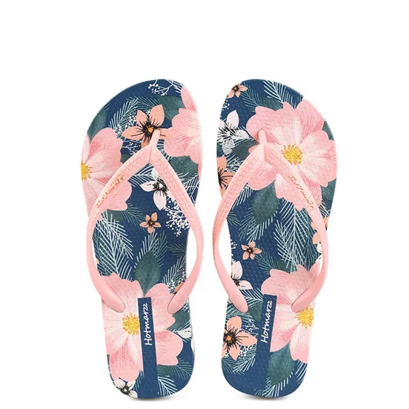 Ladies Floral Anti Slip Pool PVC Quick dry Flip Flops