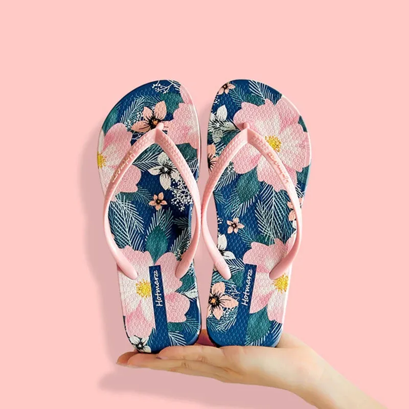 Ladies Floral Anti Slip Pool PVC Quick dry Flip Flops