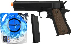 Lancer Tactical 350 FPS Army Armament Metal R31 1911 Airsoft Pistol Green Gas Blowback with 3000 Round 0.25g Bag of BBS