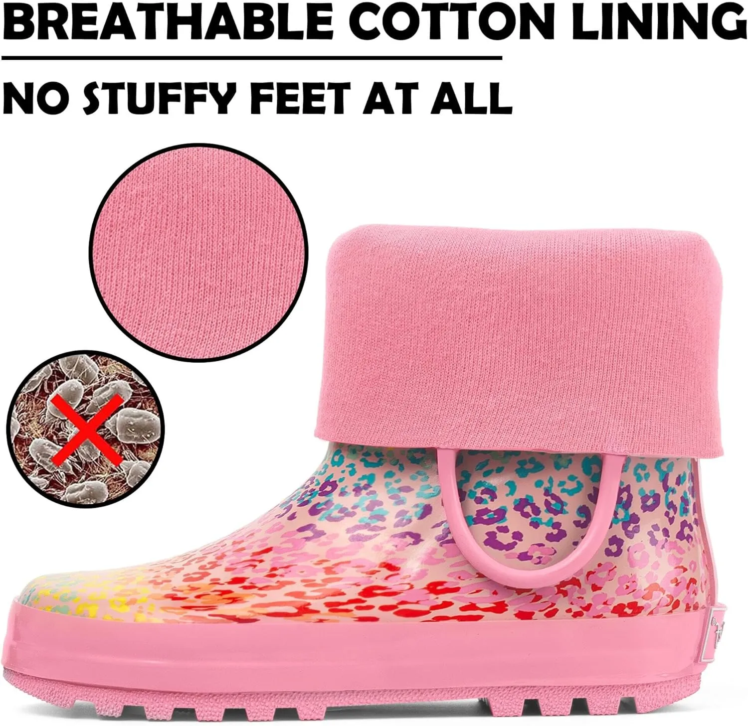 landchief Toddler Rain Boots, Kids Rain Boots Waterproof Rubber Boots for Girls and Boys with Fun Patterns and Easy-On Handles