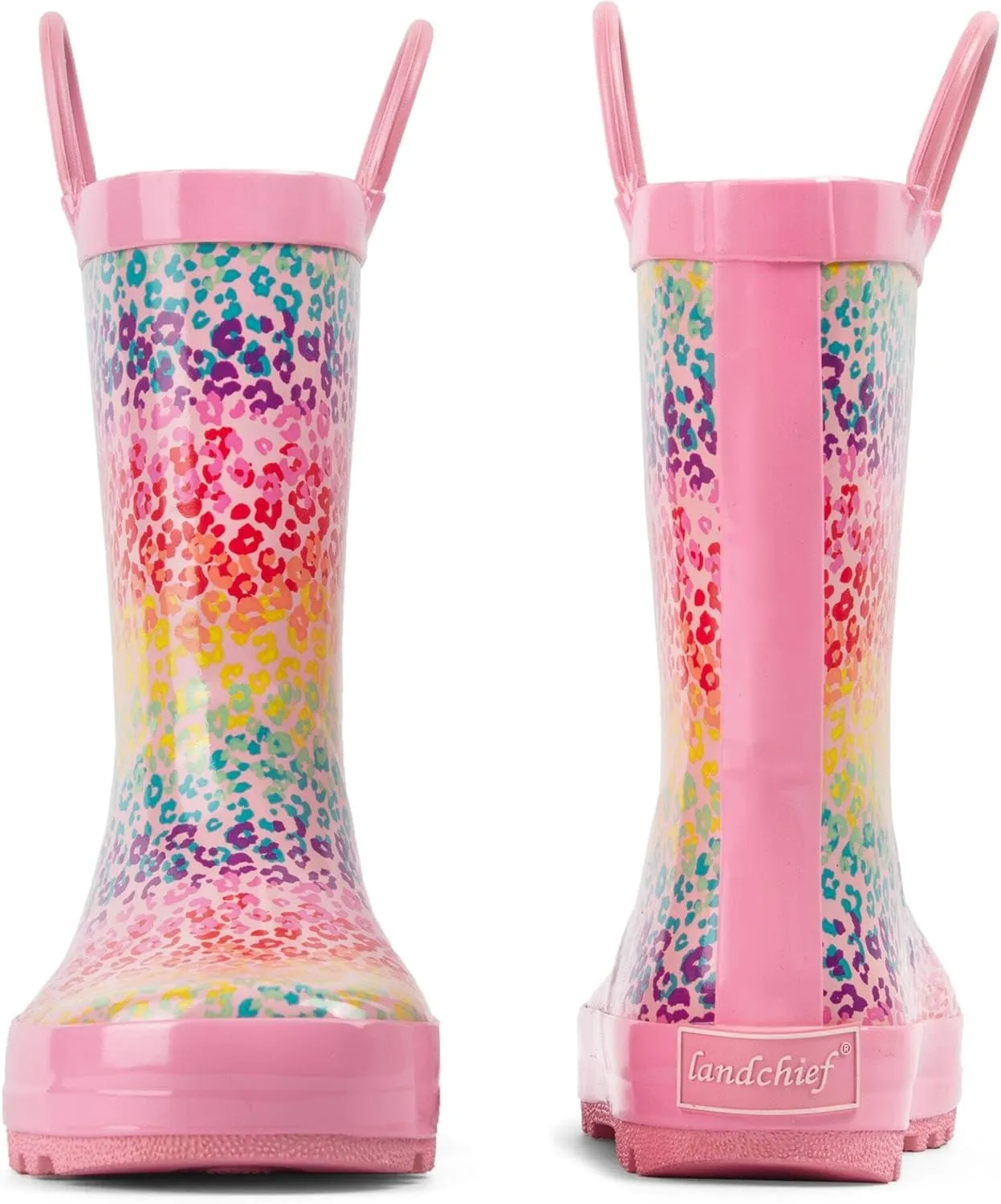 landchief Toddler Rain Boots, Kids Rain Boots Waterproof Rubber Boots for Girls and Boys with Fun Patterns and Easy-On Handles