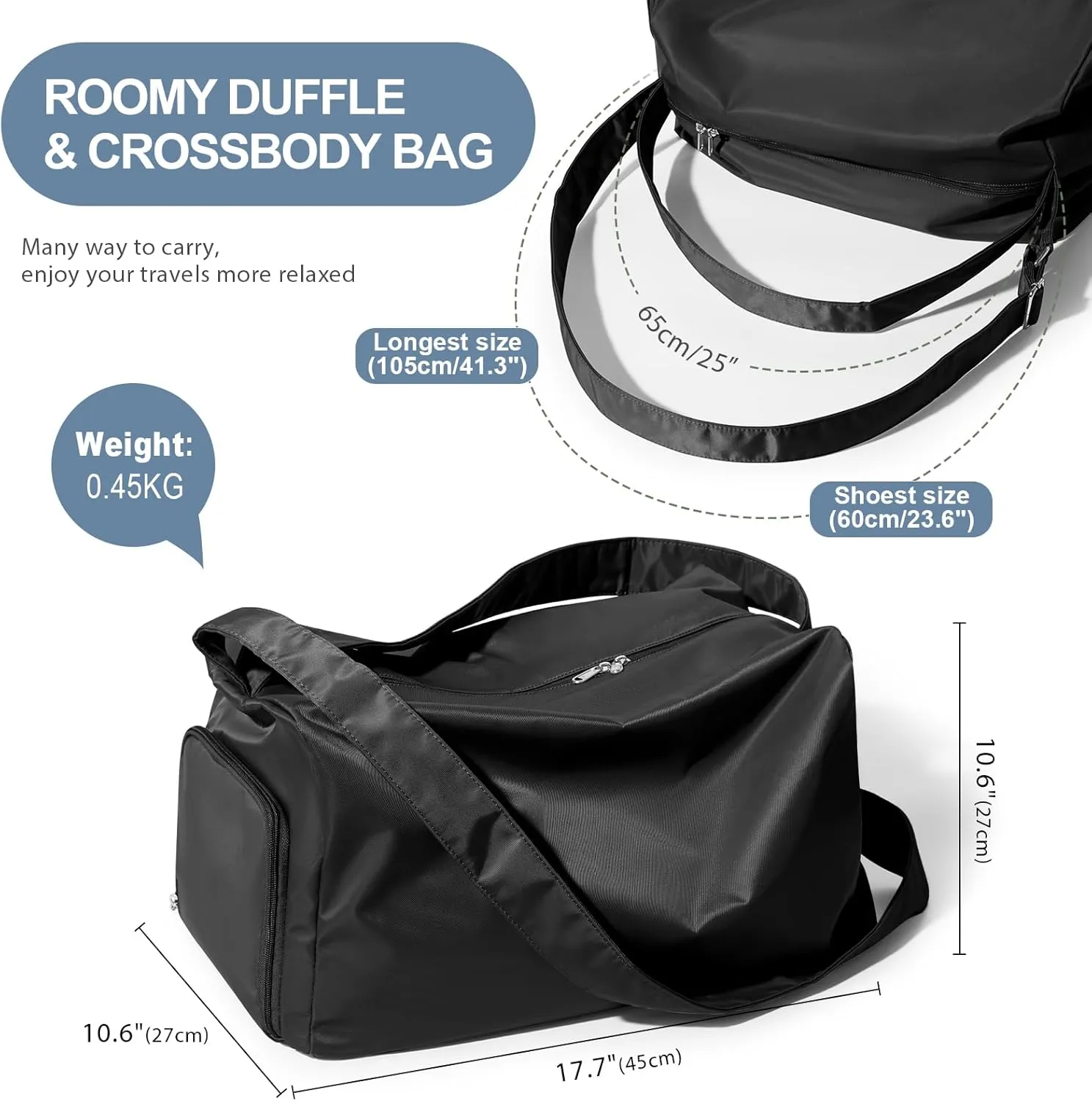 Large Gym Bag with Shoe Compartment, Workout Sport Duffle Bag for Women Travel, Waterproof Shoulder Overnight Bags Lightweight Carry on Tote Bags for Swim, Yoga, Dance