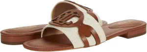 Lauren Ralph Lauren Alegra Natural/Deep Saddle Tan Two-Tone Canvas/Burnished Calf 8 B (M)